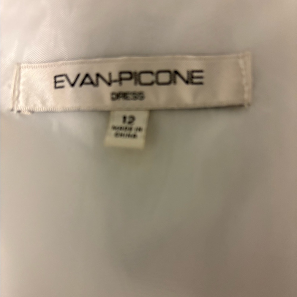 Evan Picone Beige and White Belted Midi Dress - Picture 3 of 4